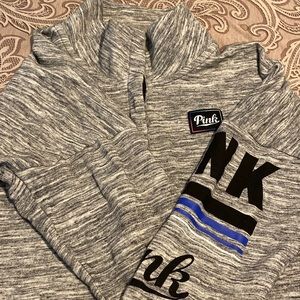 Pink hodie grey colour with pink logo